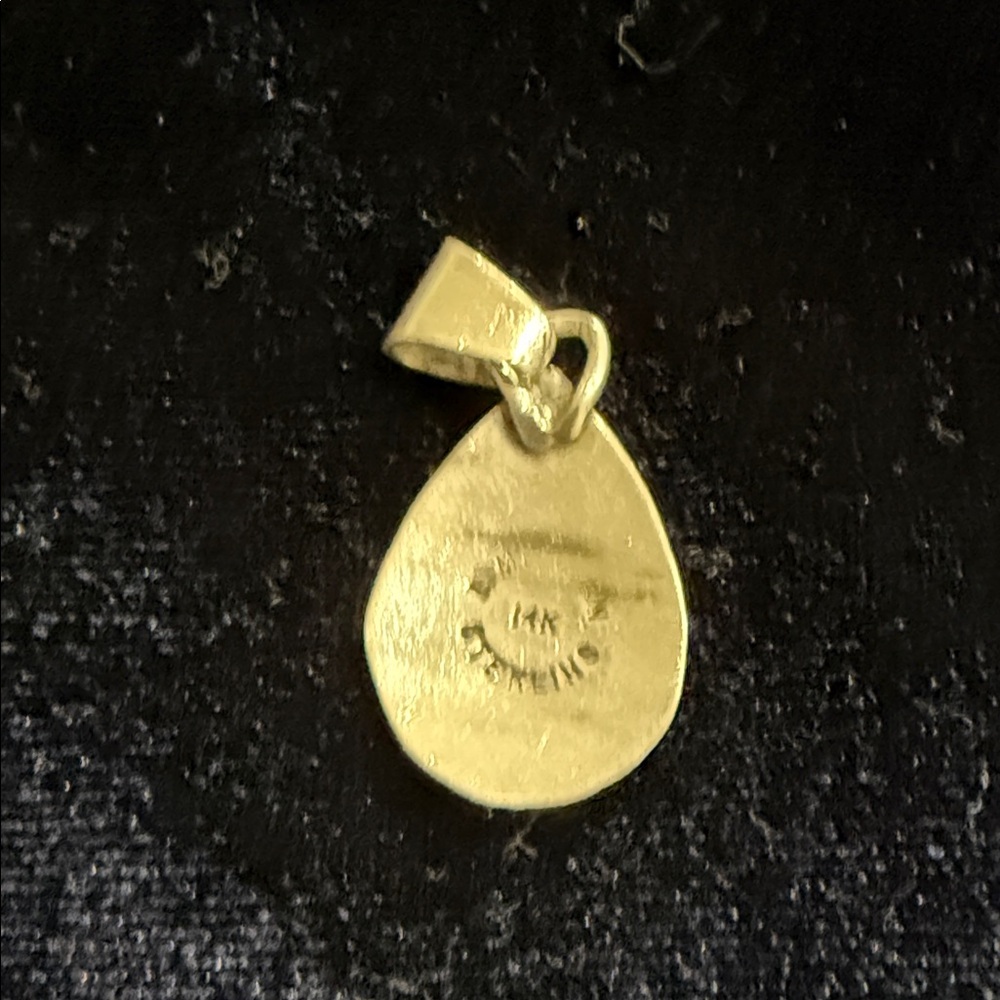 14KGold and silver Teardrop Pendant Necklace - Picture 2 of 2